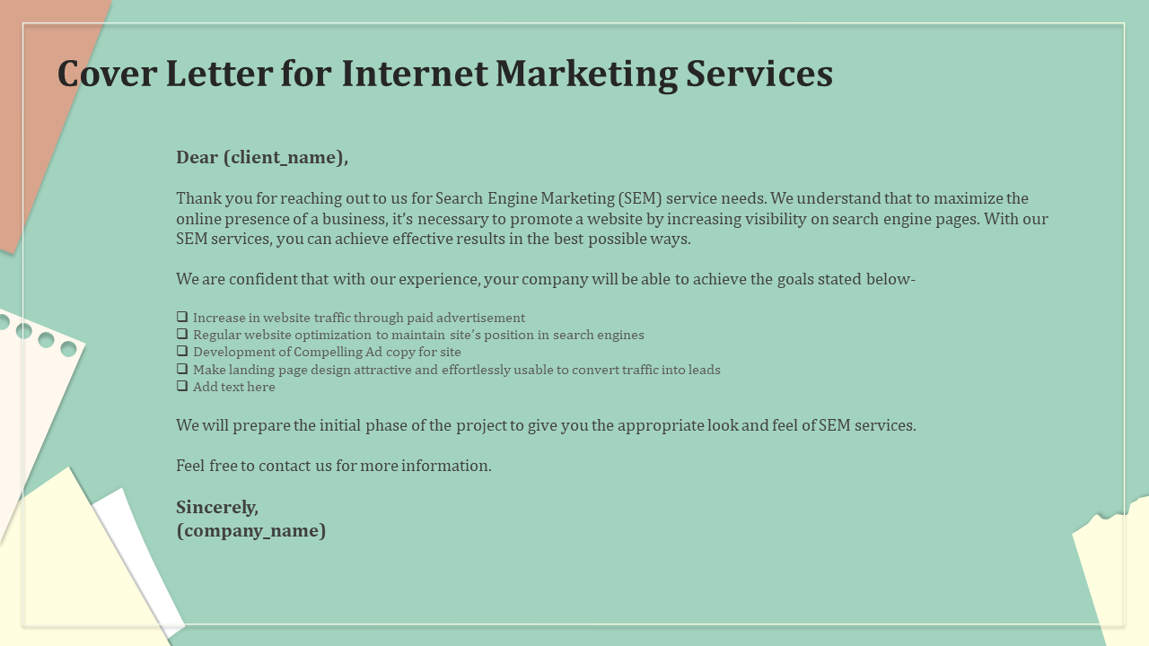 Cover Letter for Internet Marketing Services