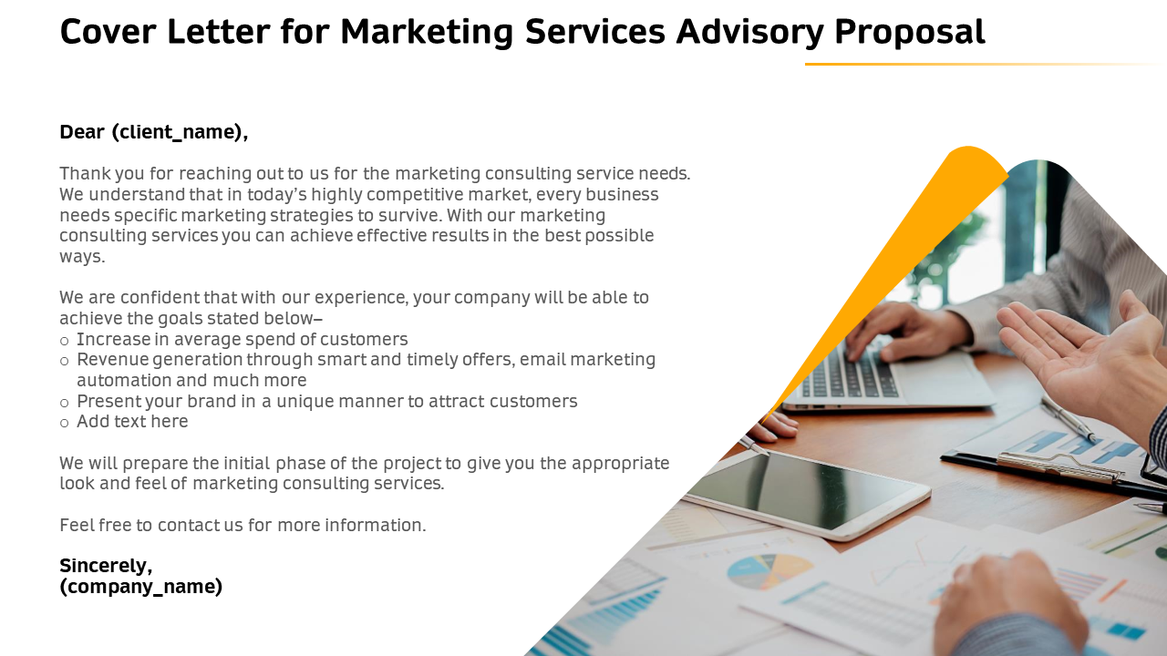 Cover Letter for Marketing Services Advisory Proposal