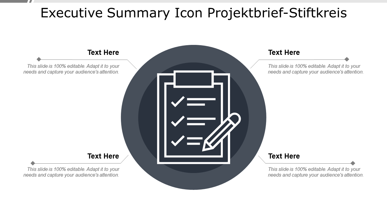 Executive Summary Icon Projektbrief-Stiftkreis