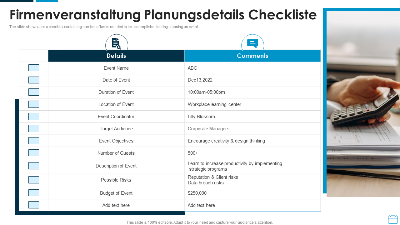 Firmenveranstaltung Planungsdetails Checkliste