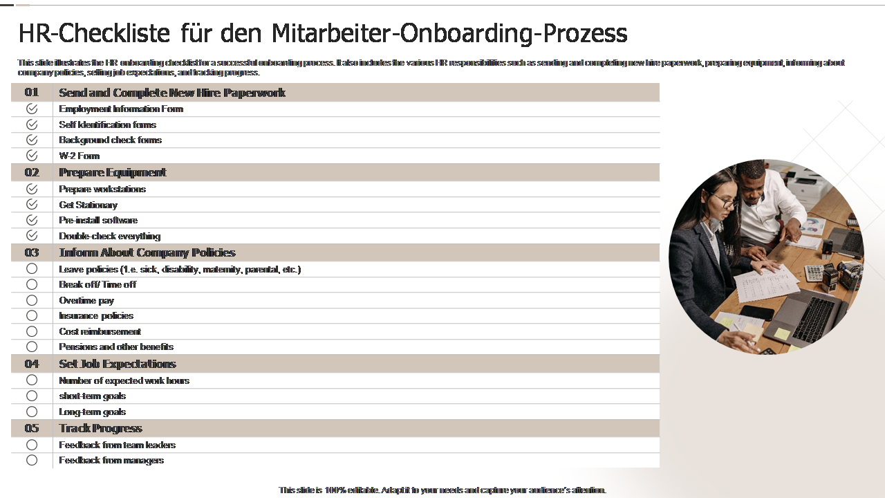 HR-Checkliste für den Mitarbeiter-Onboarding-Prozess 