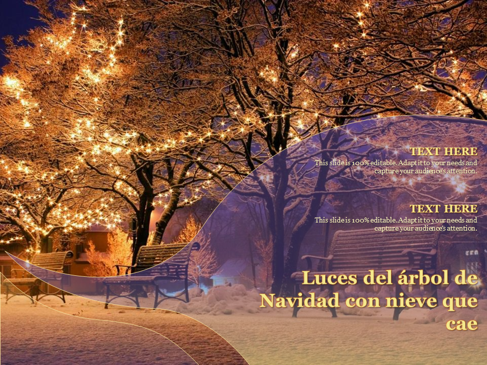Luces del árbol de Navidad con nieve que cae Luces del árbol de Navidad con nieve que cae