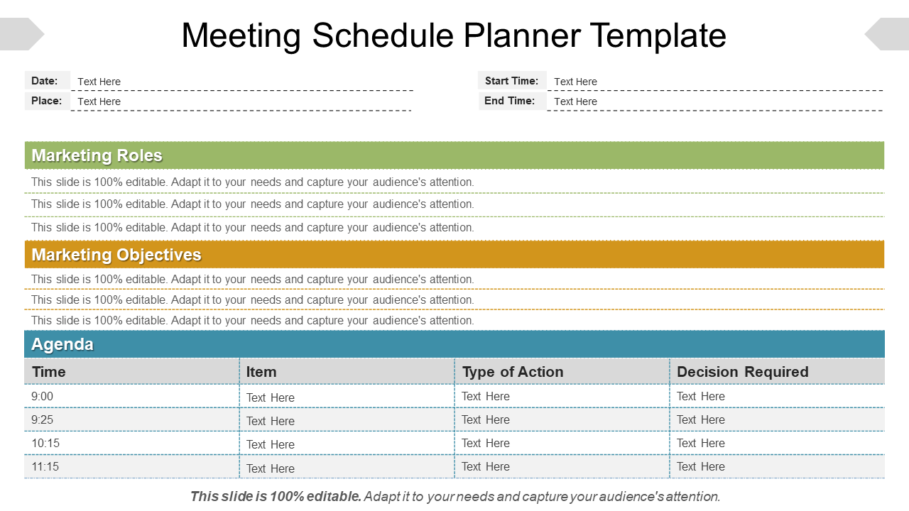 Meeting schedule planner template PPT example file