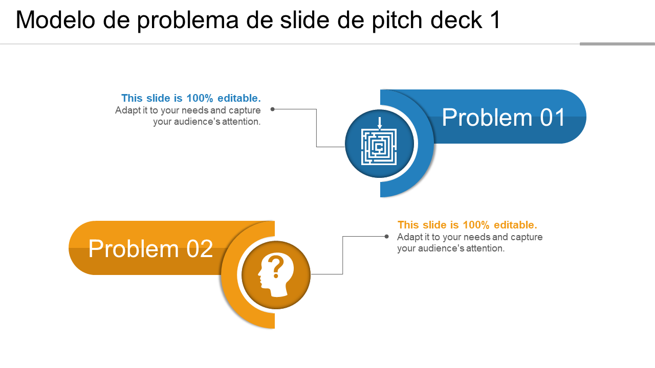 Modelo de problema de slide de pitch deck 1 