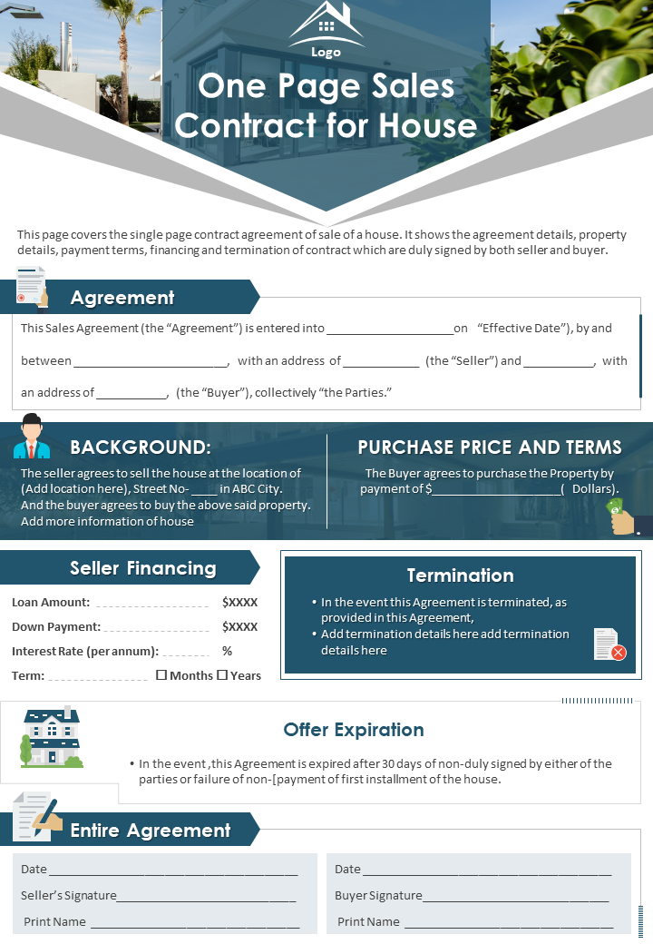 One Page Sales Contract for House