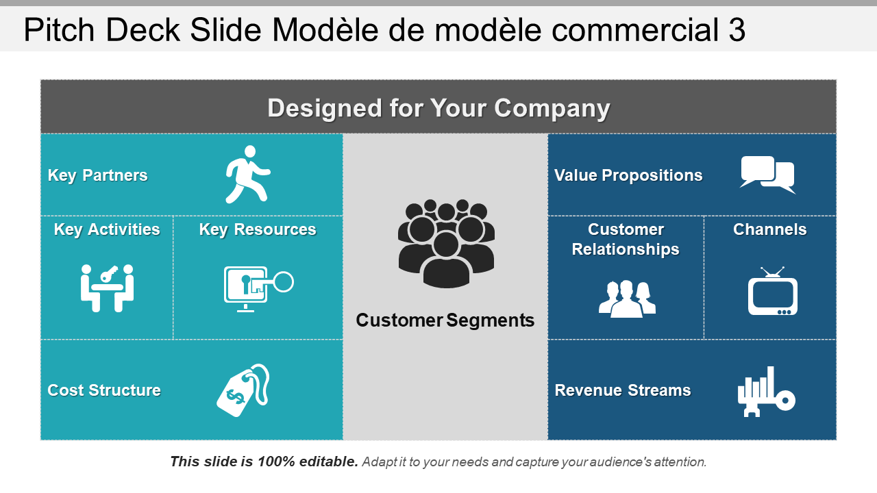 Pitch Deck Slide Modèle de modèle commercial 3 