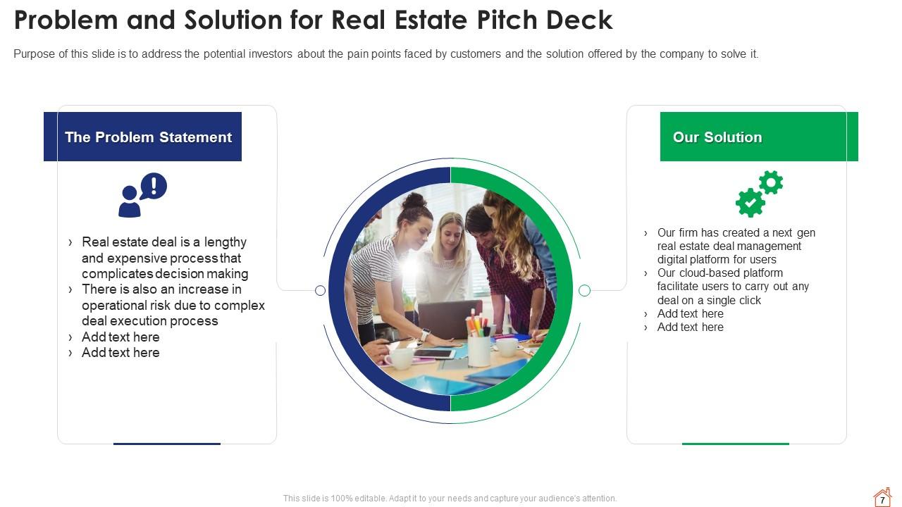 Problem and Solution for Real Estate Pitch Deck