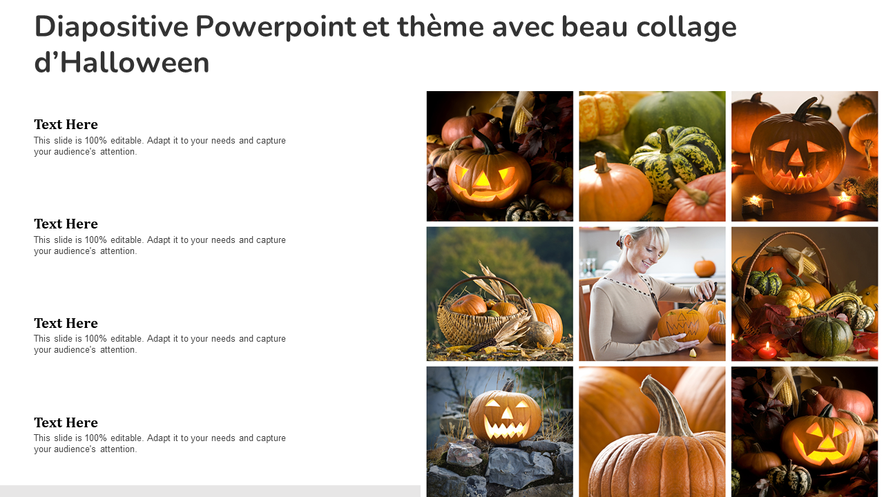 Diapositive Powerpoint et thème avec beau collage d’Halloween