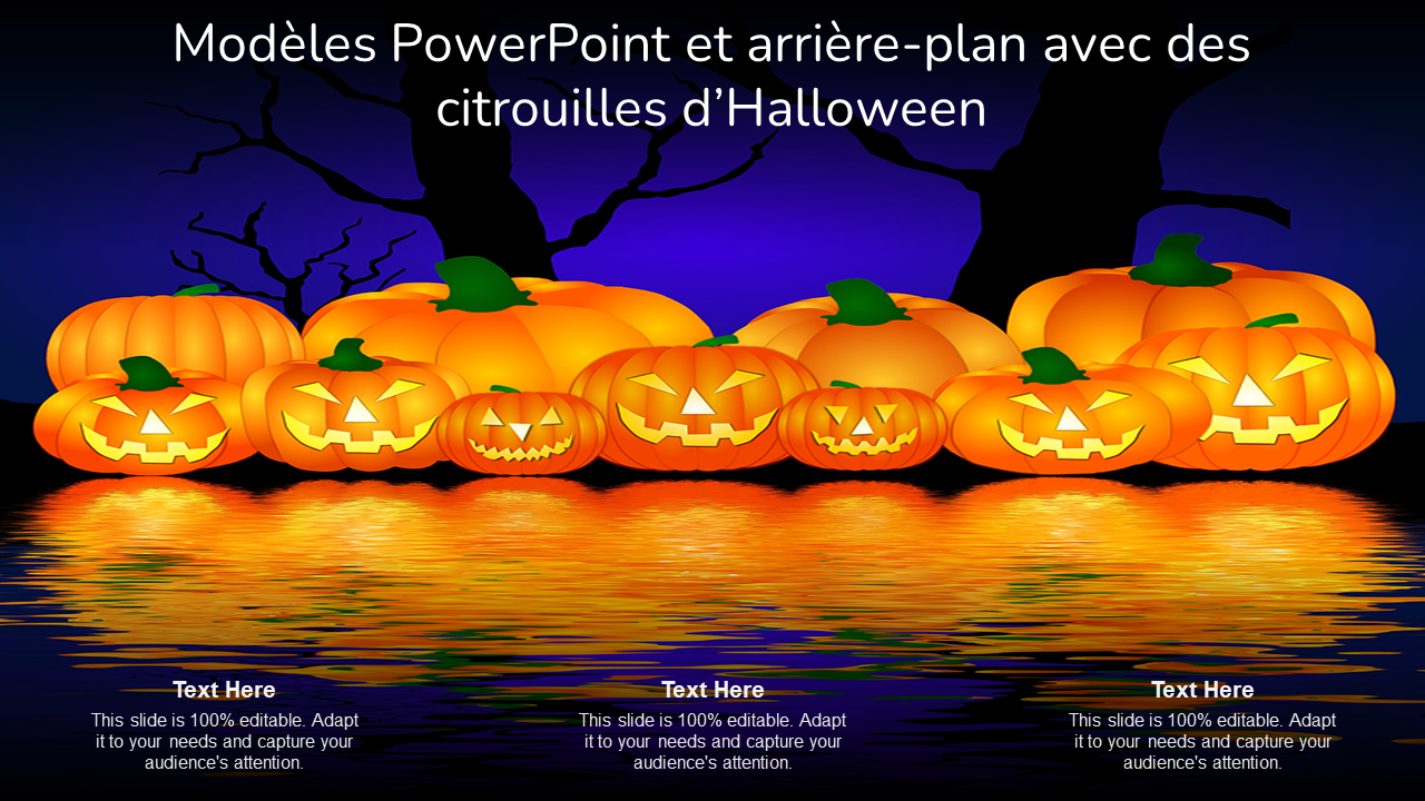 Modèles PowerPoint et arrière-plan avec des citrouilles d’Halloween
