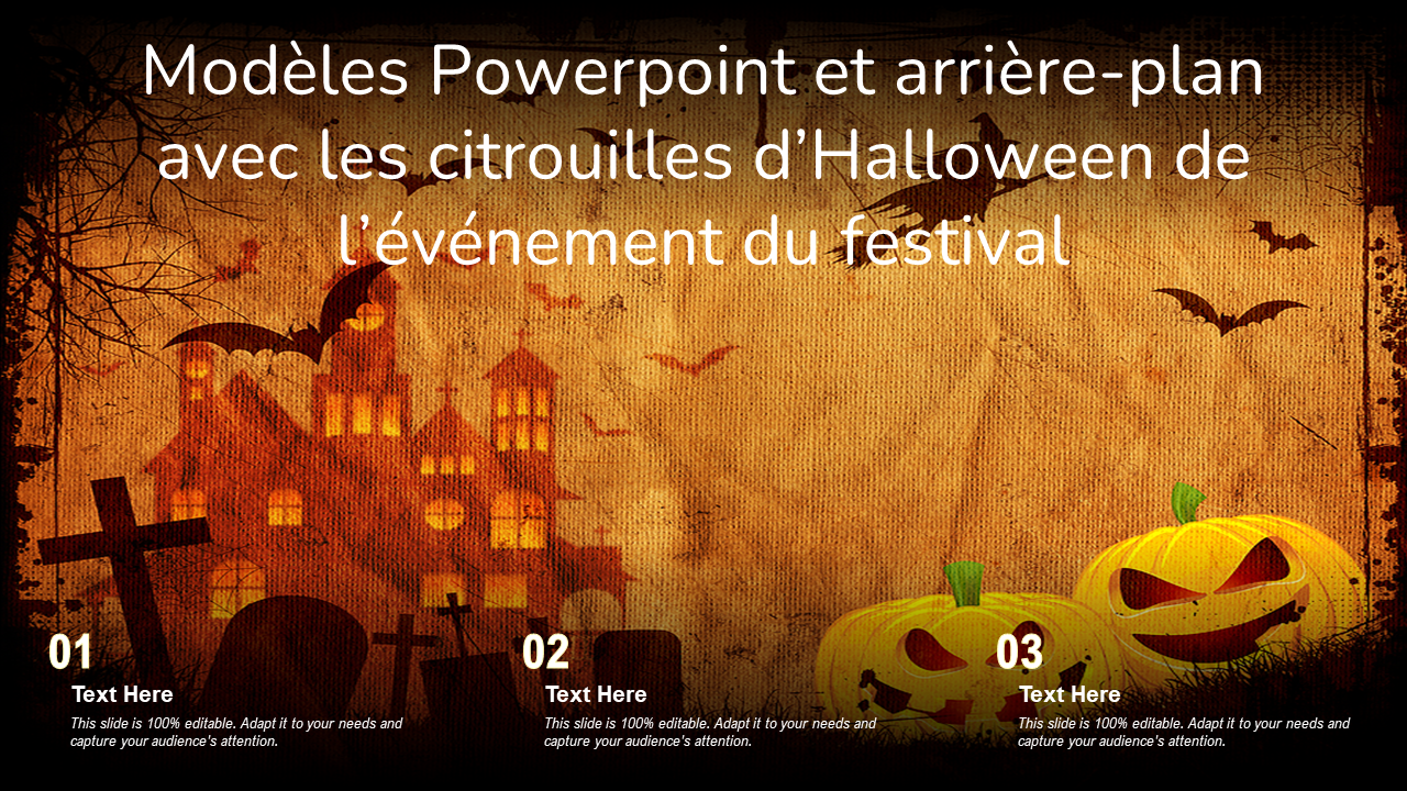 Modèles Powerpoint et arrière-plan avec les citrouilles d’Halloween de l’événement du festival