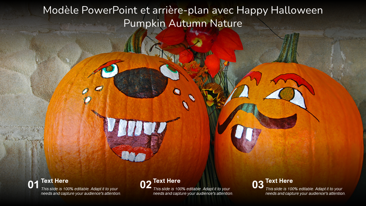 Modèle PowerPoint et arrière-plan avec Happy Halloween Pumpkin Autumn Nature 