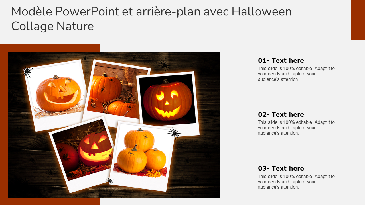 Modèle PowerPoint et arrière-plan avec Halloween Collage Nature