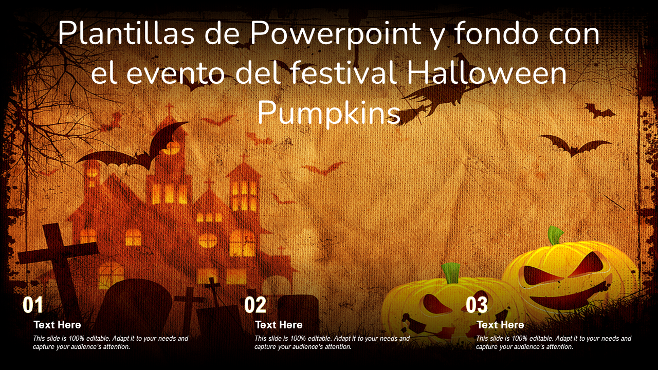 Plantillas de Powerpoint y fondo con el evento del festival Halloween Pumpkins