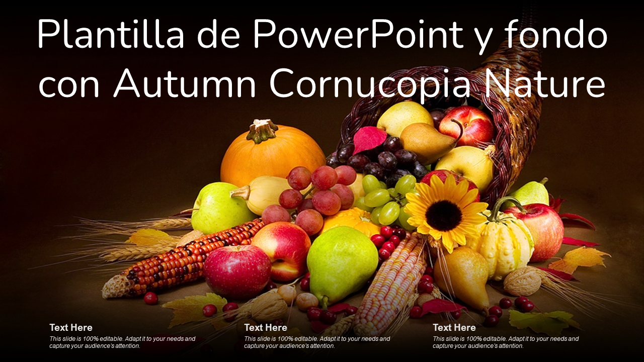 Plantilla de PowerPoint y fondo con Autumn Cornucopia Nature