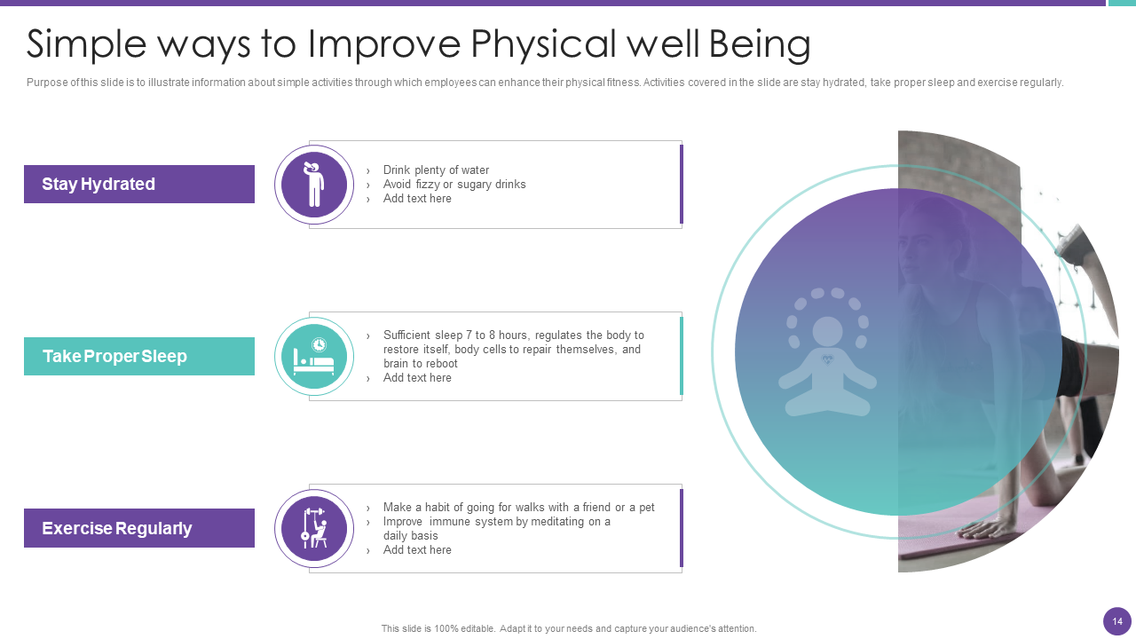 Template to Show Ways to Improve Employee Physical Well Being