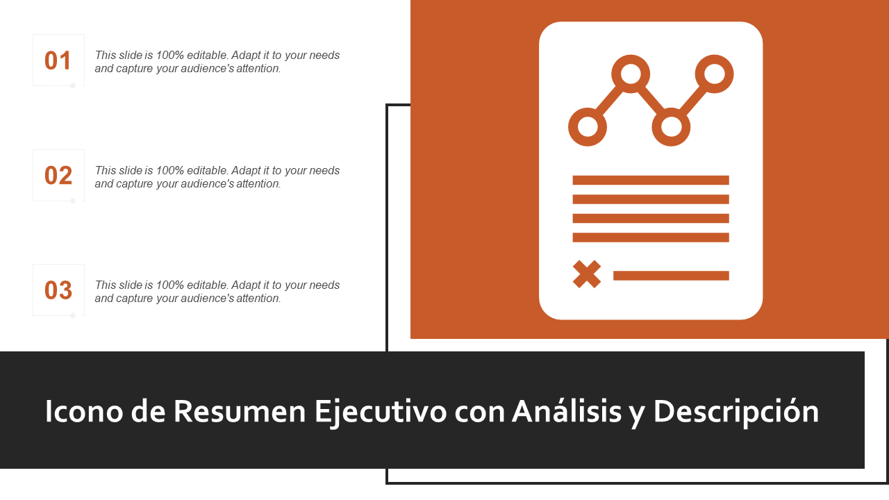 Icono de resumen ejecutivo con análisis y descripción Icono de resumen ejecutivo con análisis y descripción