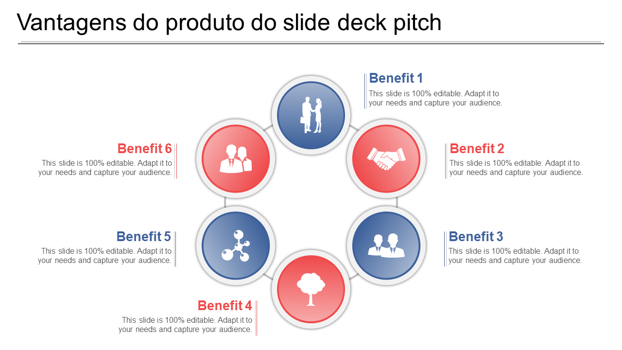 Vantagens do produto do slide deck pitch 