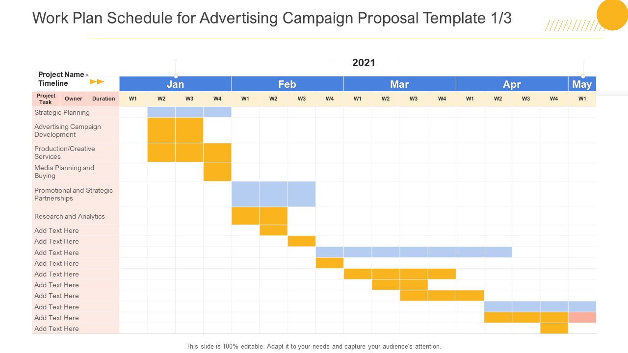 Work Plan Schedule for Advertising Campaign Proposal Template