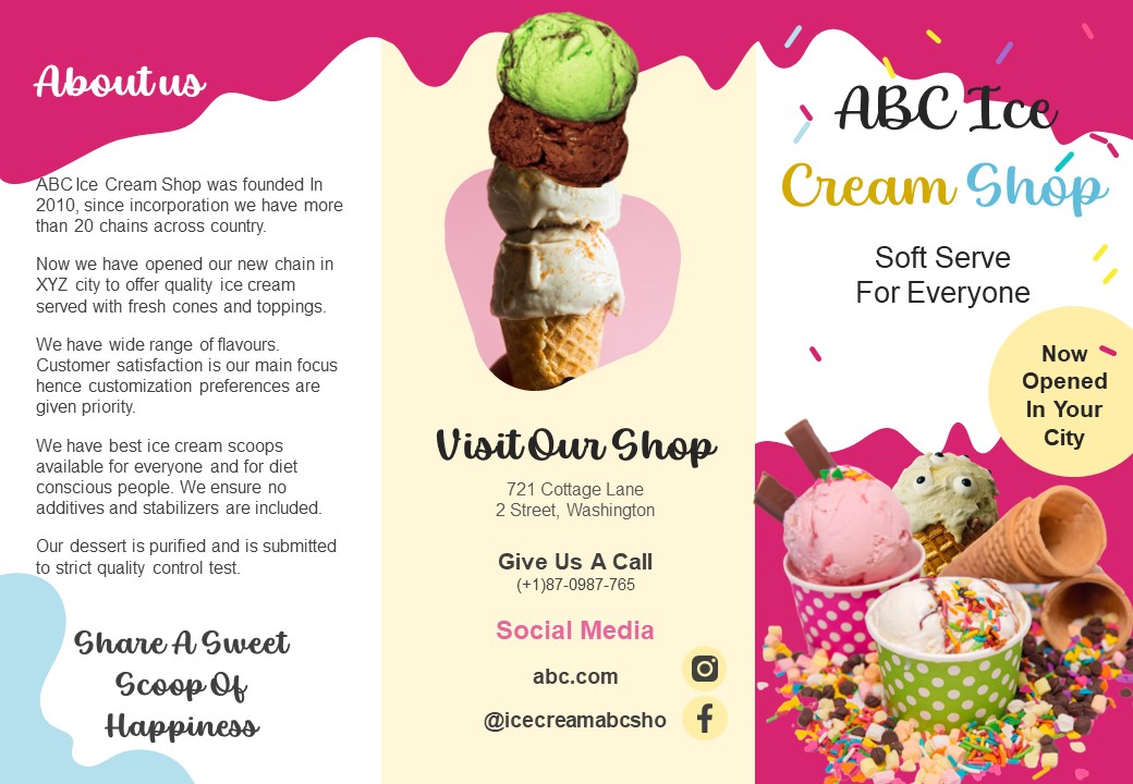 Ice Cream Shop Brochure PPT