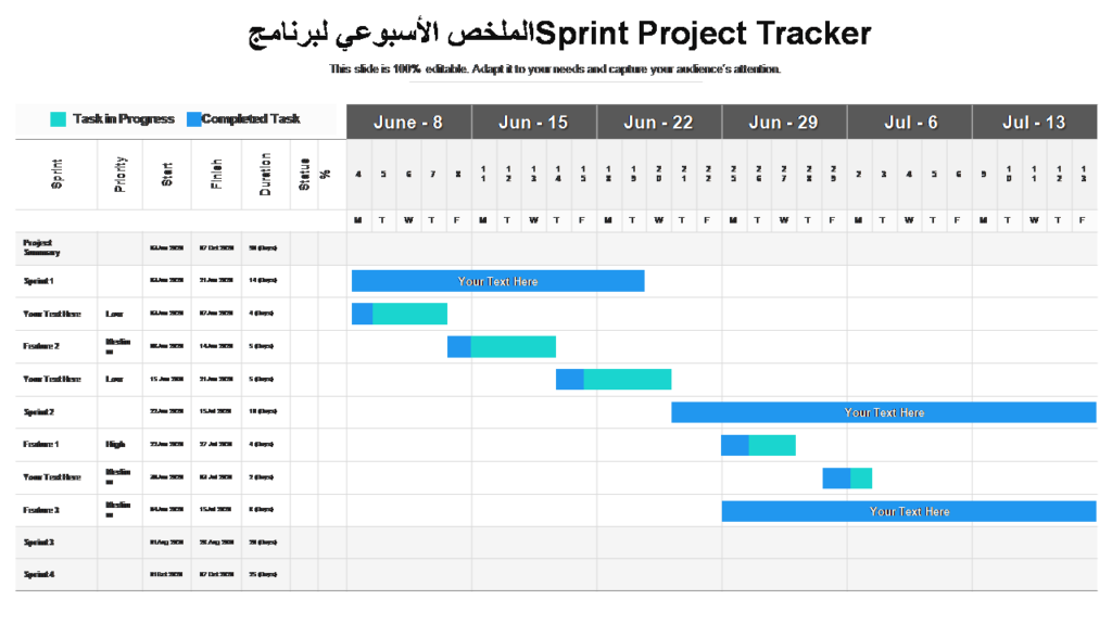 الملخص الأسبوعي لبرنامج Sprint Project Tracker 