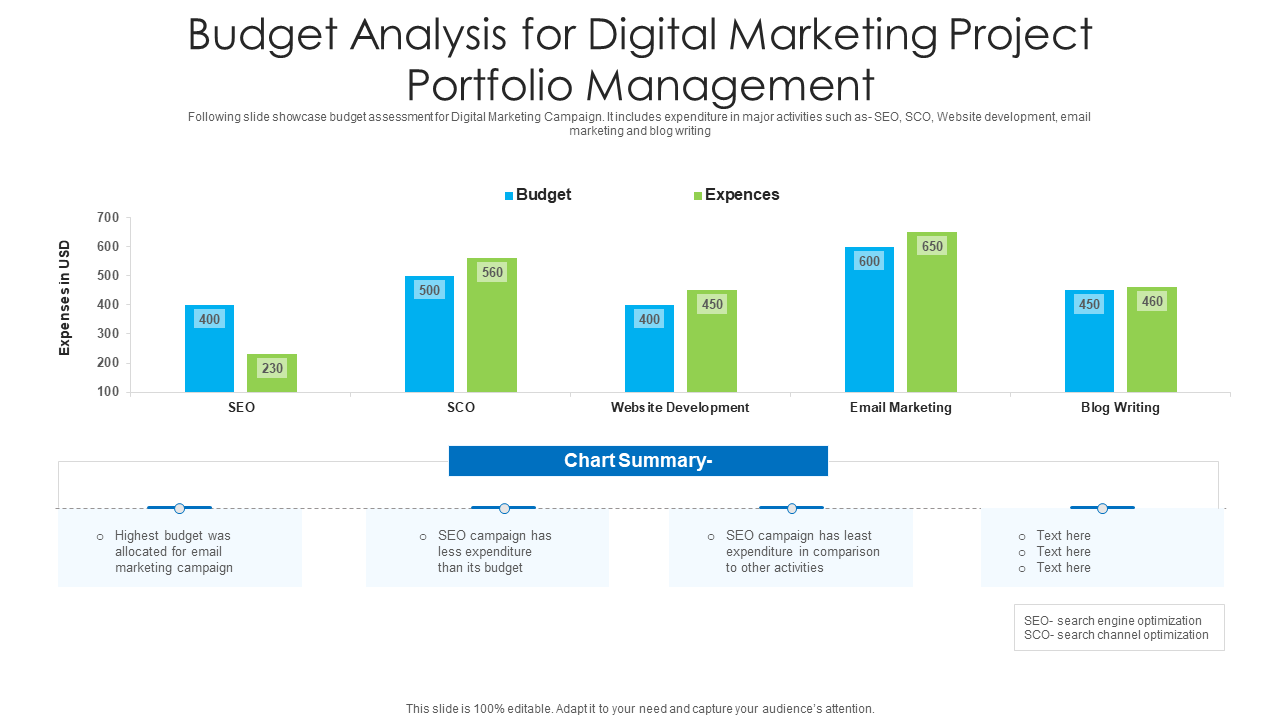 Budget Analysis Template for Digital Marketing Project