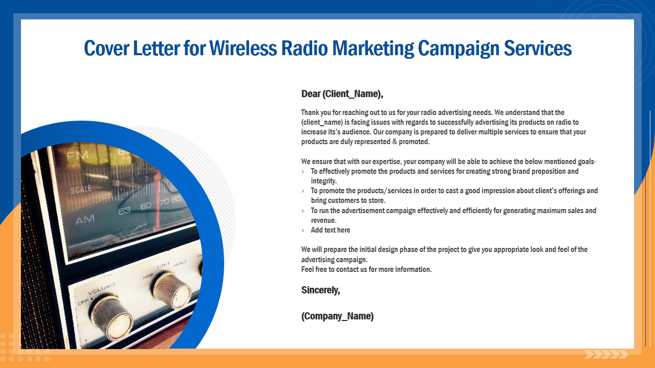 Cover Letter for Wireless Radio Marketing Campaign Services 