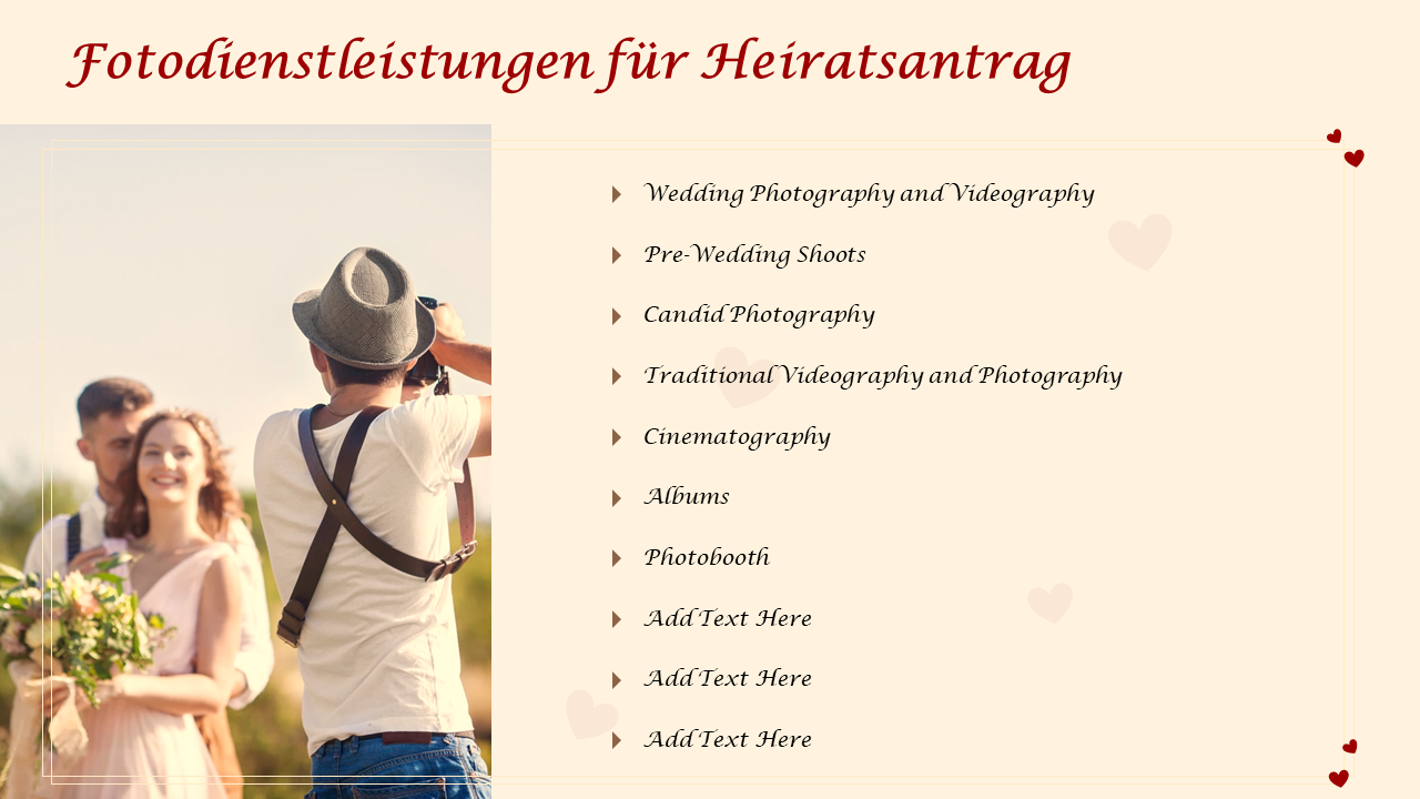 Fotodienstleistungen für Heiratsantrag 