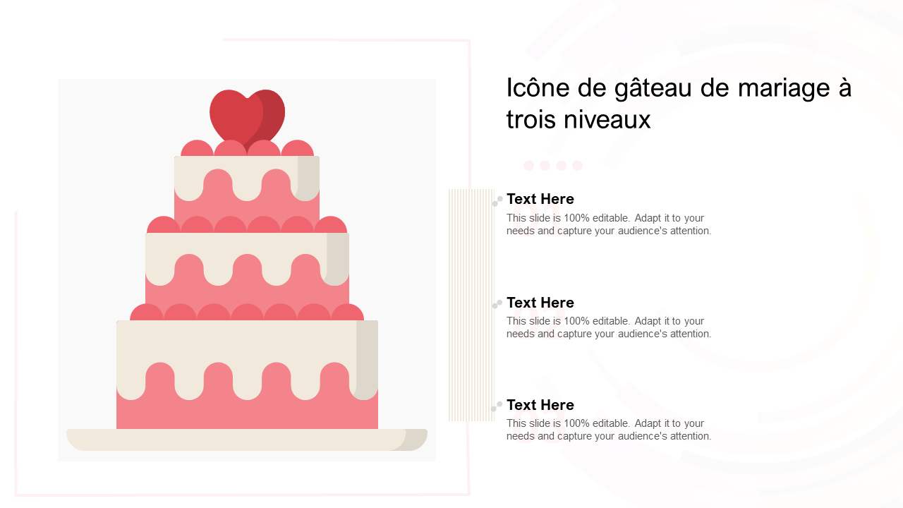 Ic&ocirc;ne de g&acirc;teau de mariage &agrave; trois niveaux 
