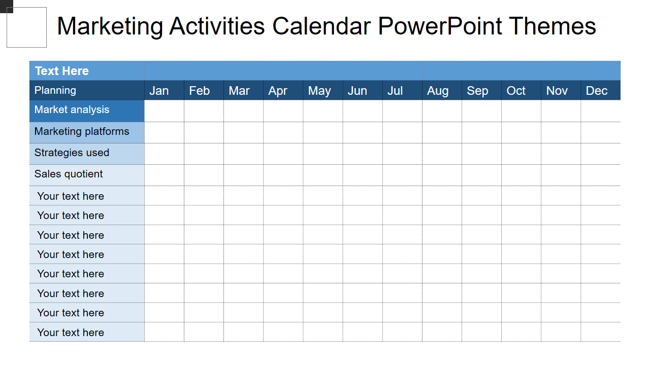 Marketing Activities Calendar PowerPoint Themes 