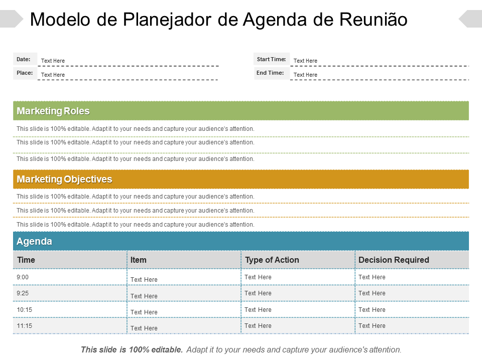 Modelo de Planejador de Agenda de Reuni&atilde;o
