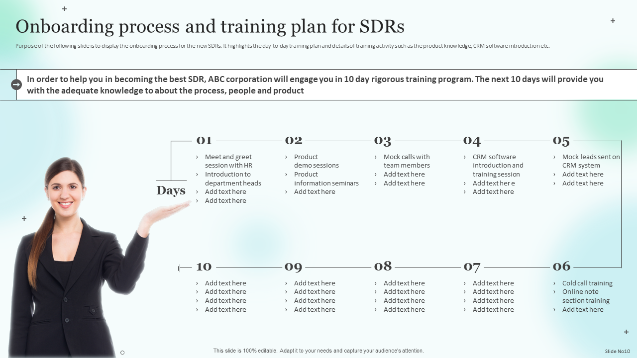 Onboarding process and training plan for SDRs