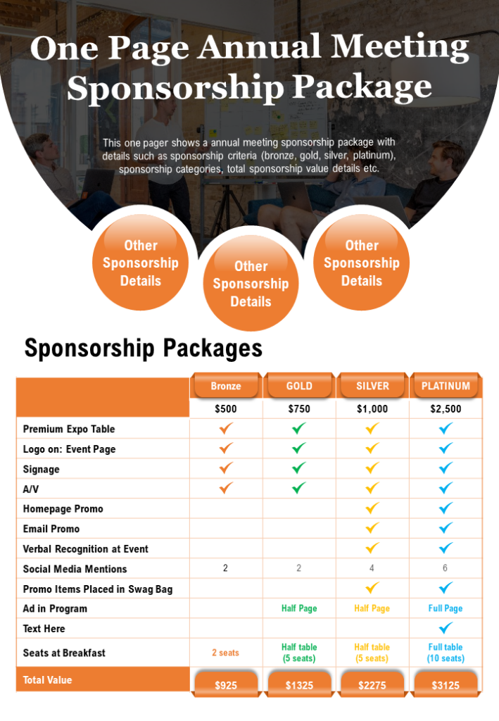 One-page Annual Meeting Sponsorship Package Template