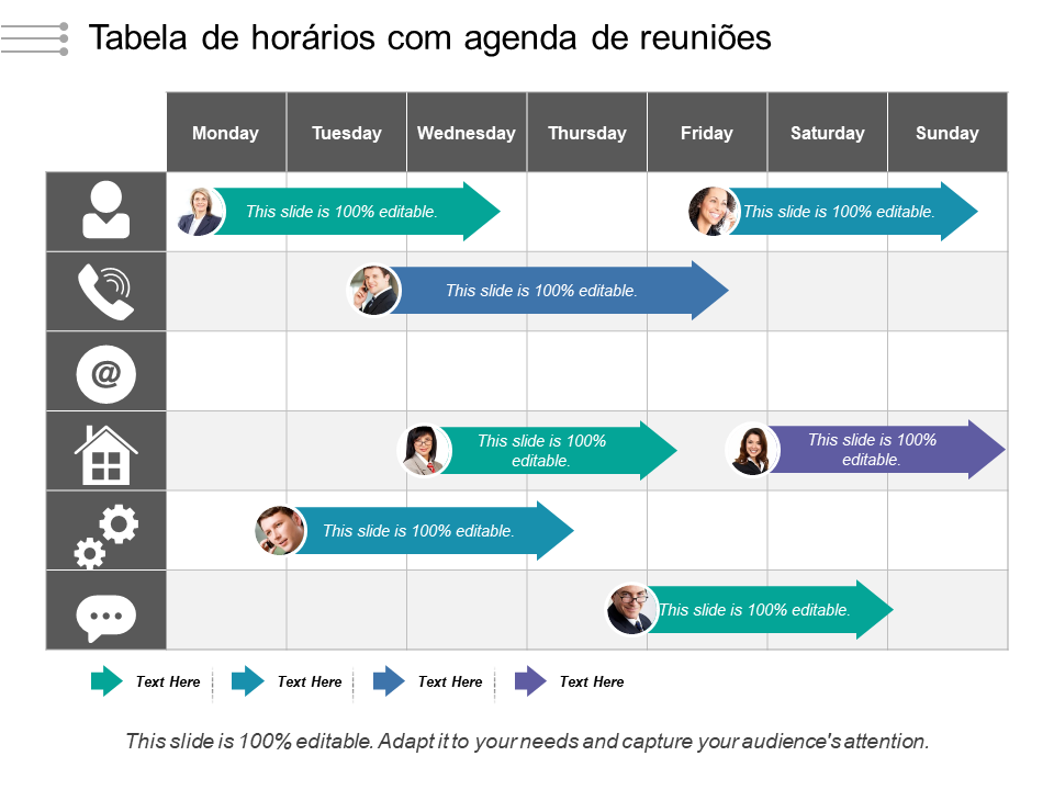 Tabela de hor&aacute;rios com agenda de reuni&otilde;es