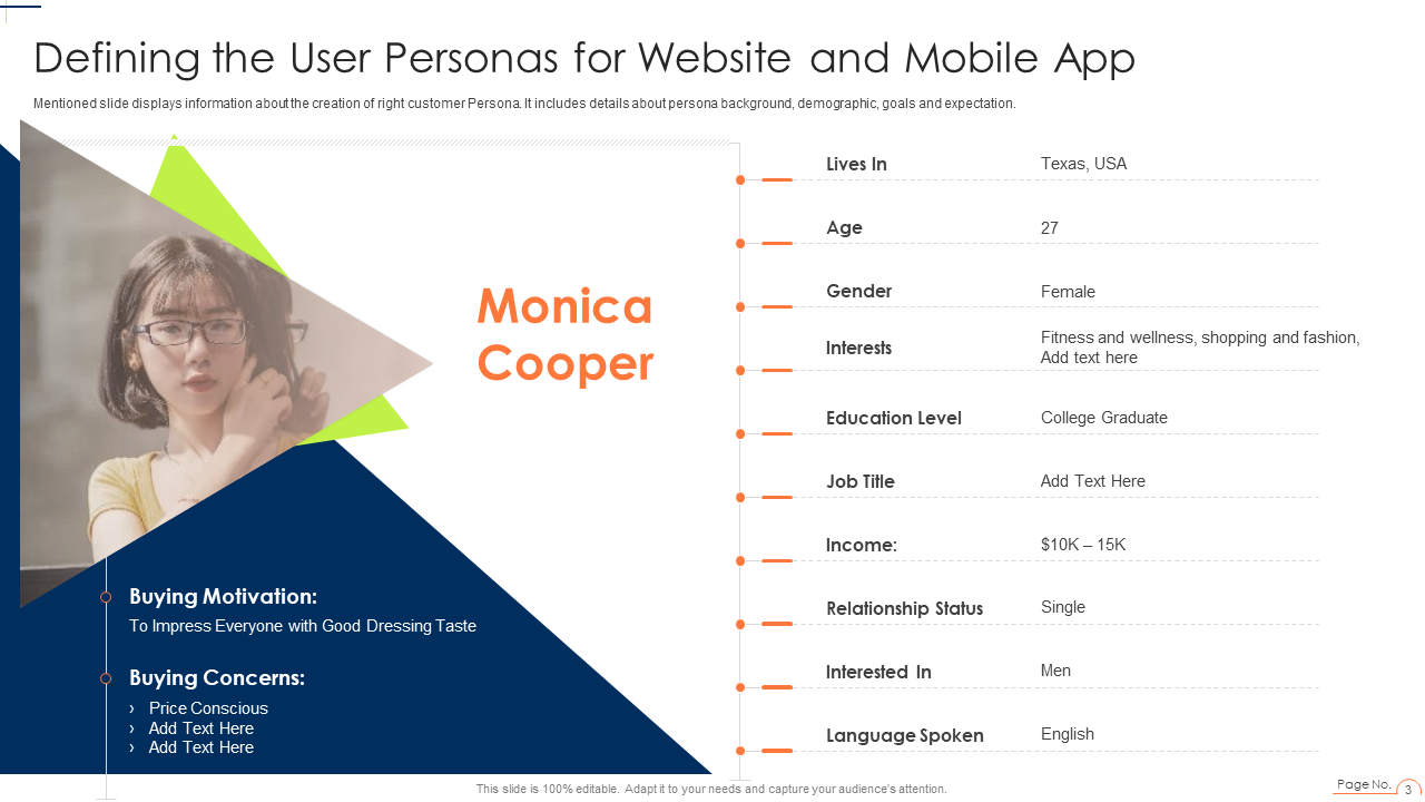 User Personas Template for Website and Mobile App Development