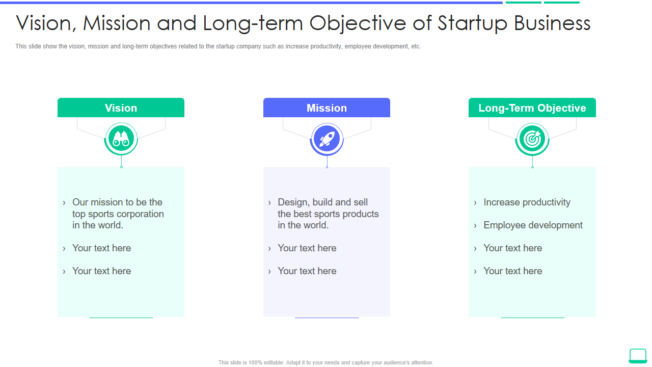 Vision, Mission and Long-term Objective of Startup Business