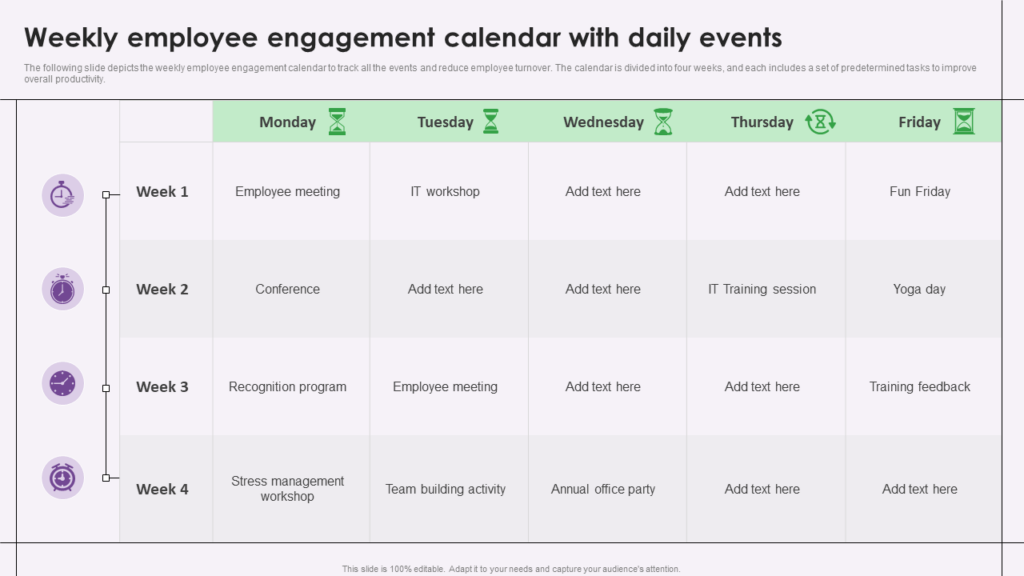 Weekly Employee Engagement Calendar