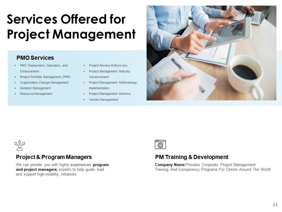 Services offered for project management Services offered for project management