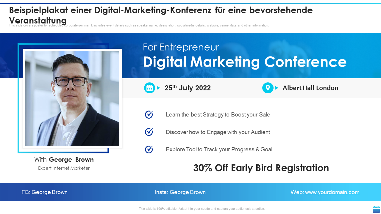 Beispielplakat einer Digital-Marketing-Konferenz für eine bevorstehende Veranstaltung