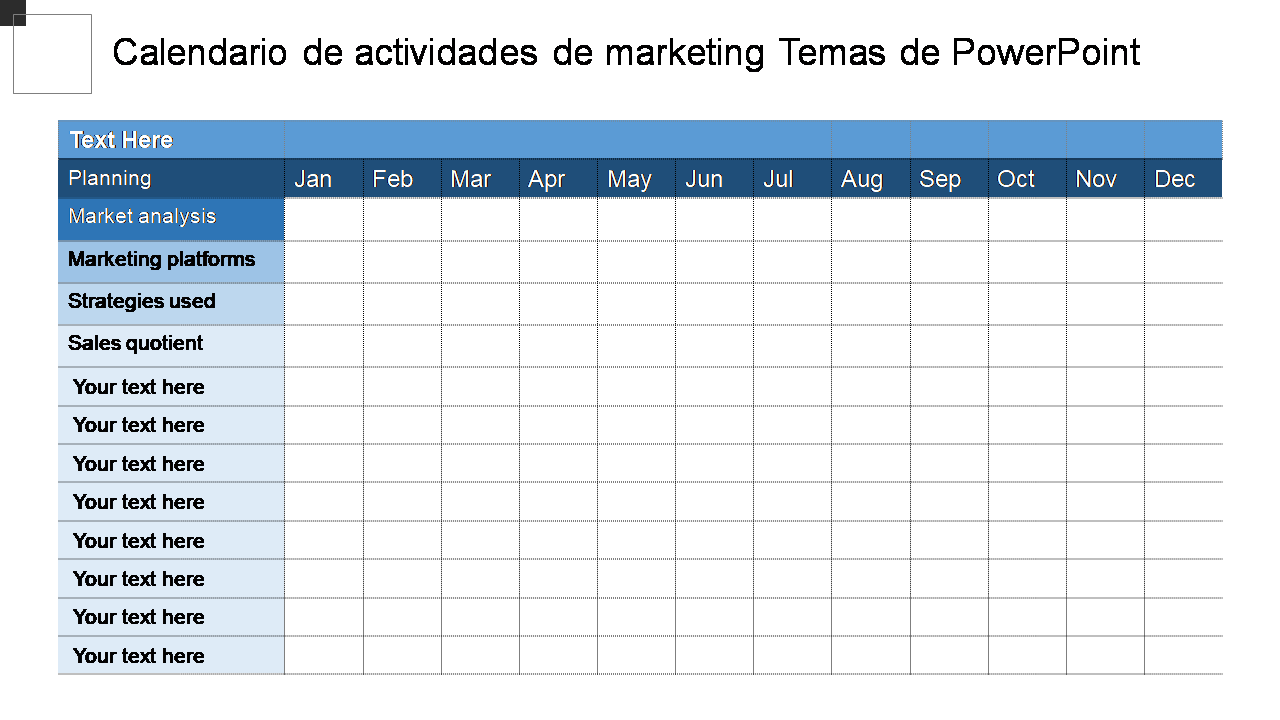 Calendario de actividades de marketing Temas de PowerPoint