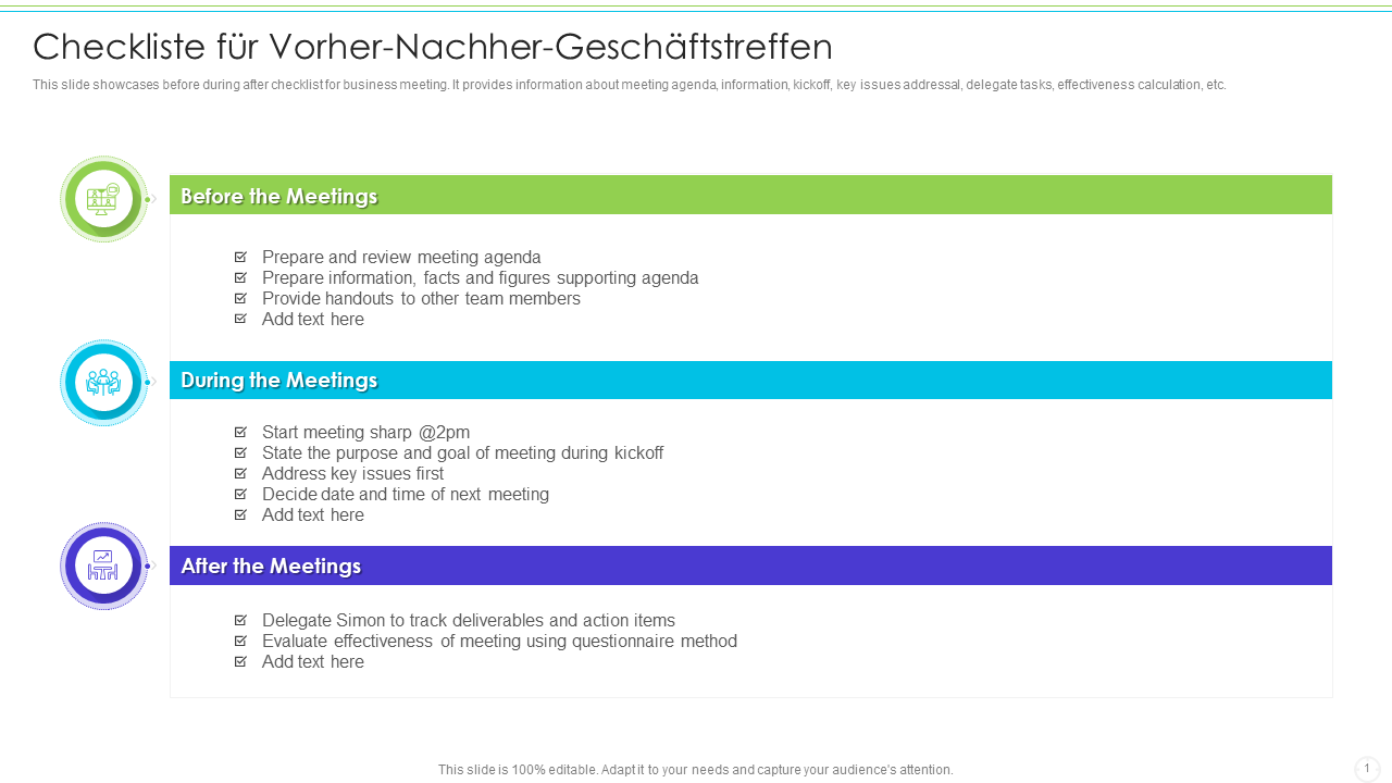 Checkliste für Vorher-Nachher-Geschäftstreffen Checkliste für Vorher-Nachher-Geschäftstreffen