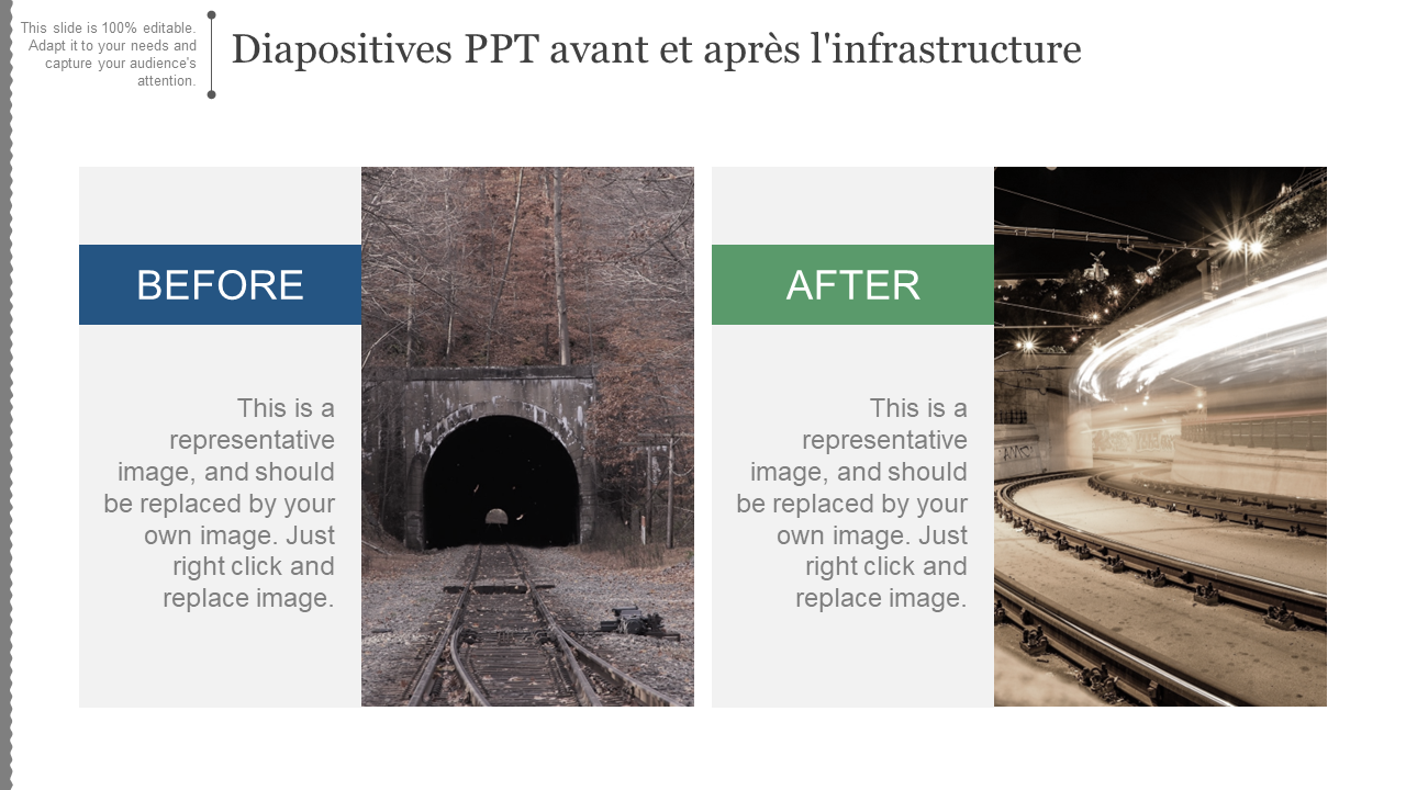 Diapositives PPT avant et après l'infrastructure 