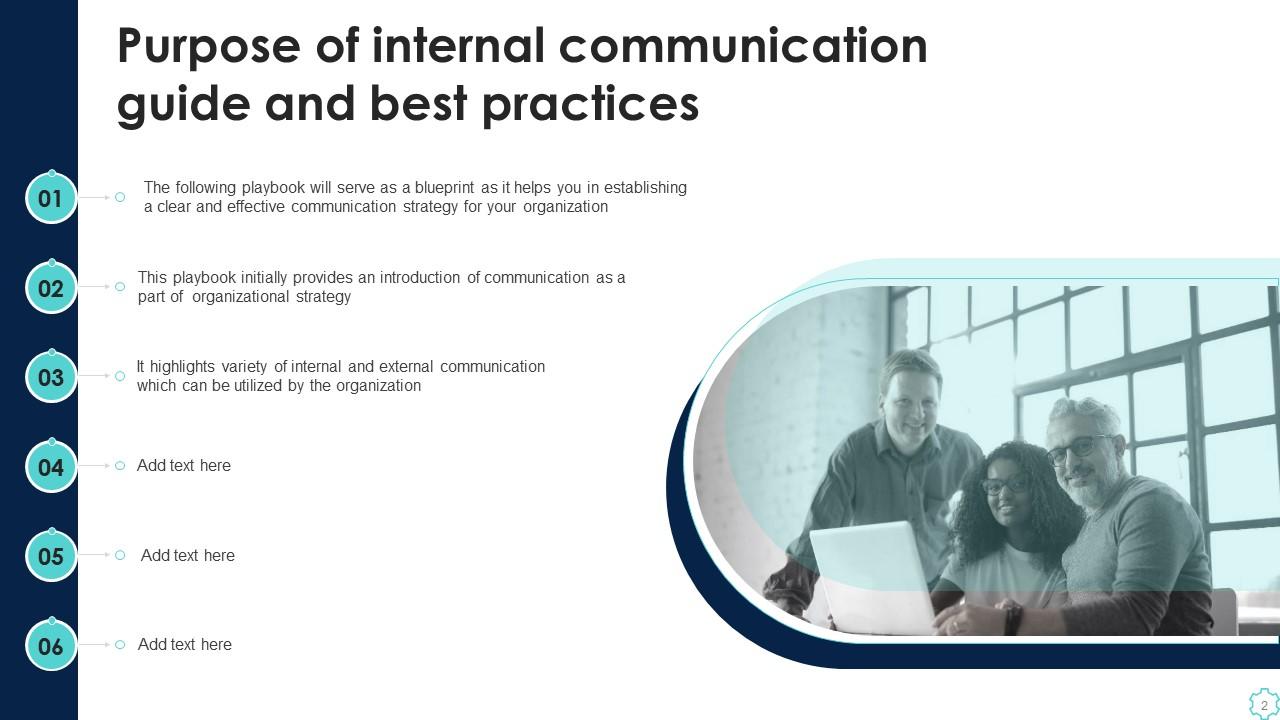 Purpose of Internal Communication Guide and Best Practices PPT