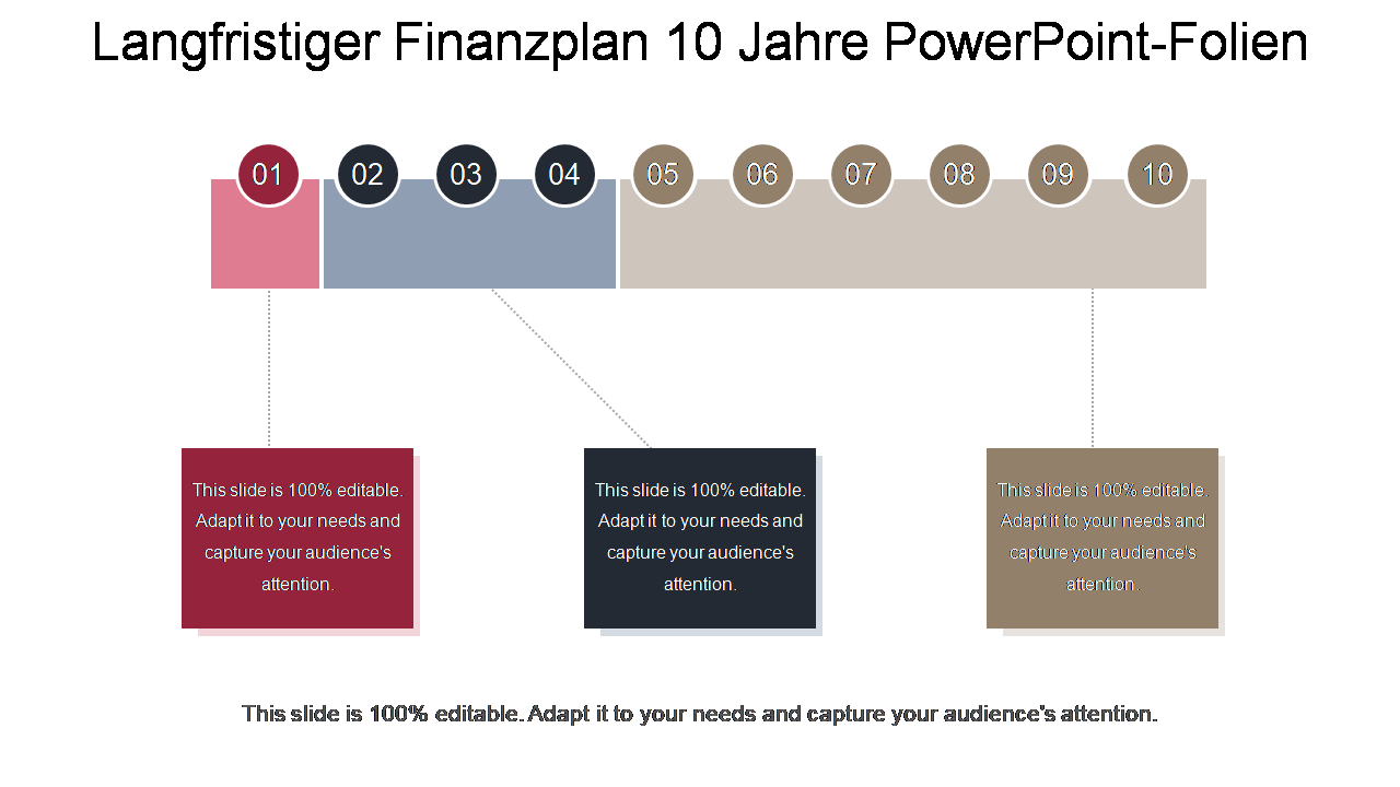 Langfristiger Finanzplan 10 Jahre PowerPoint-Folien 