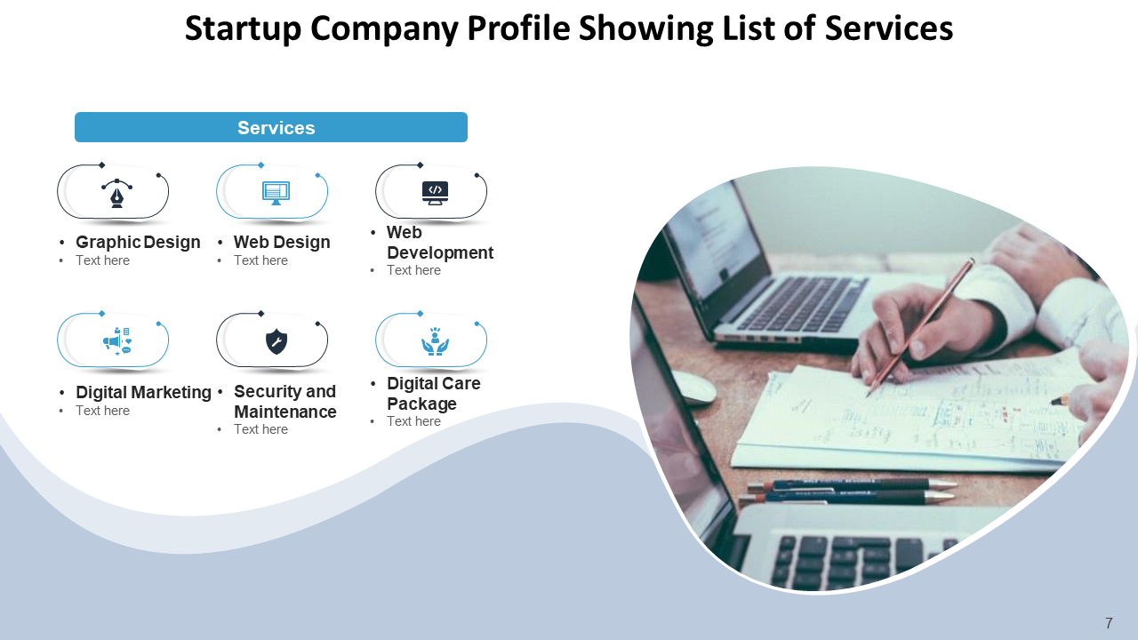List of Services Template for Startup Company Profile