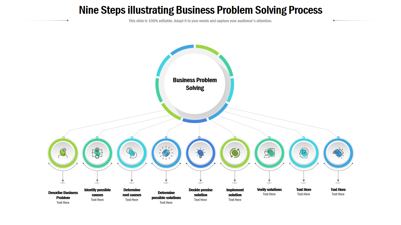 Nine Steps illustrating Business Problem Solving Process 