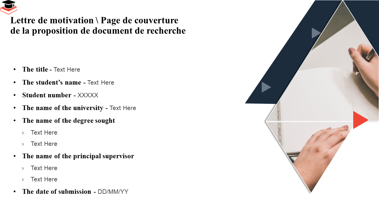Page de couverture de la proposition de document de recherche 