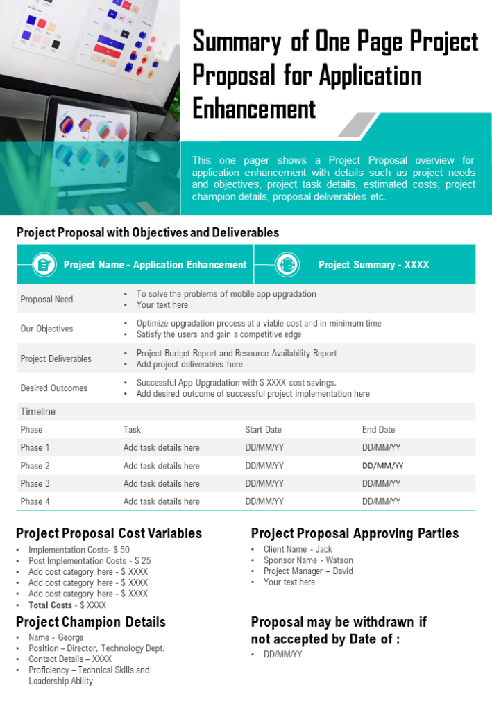 Project Proposal Summary PowerPoint Template
