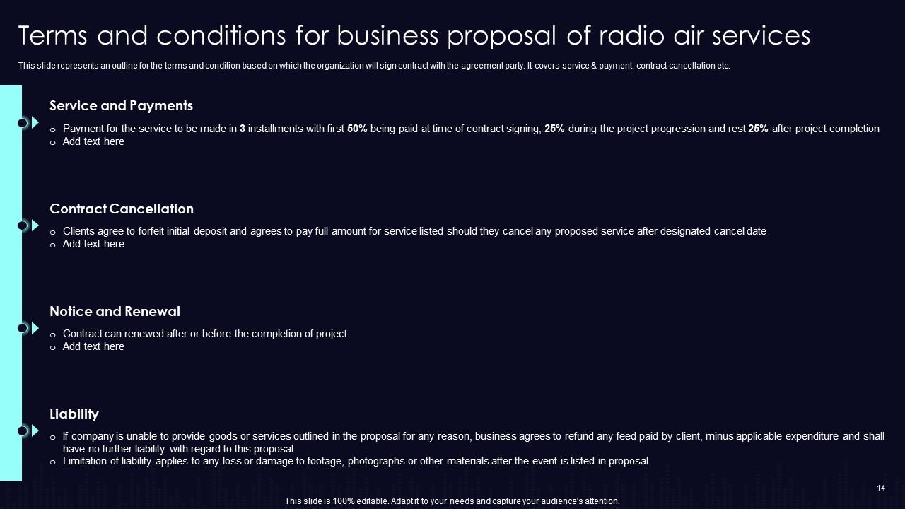 Terms and Conditions for Business Proposal of Radio Air Services