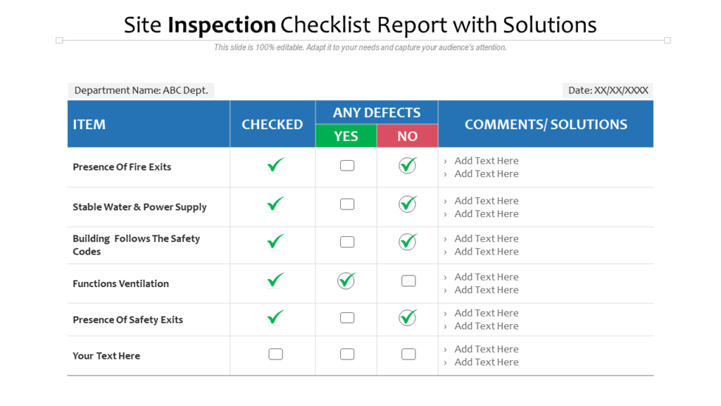 Site Inspection Checklist PowerPoint Template