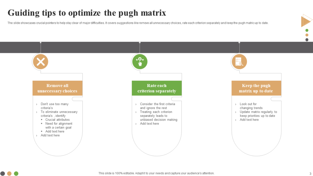 Tips to Optimize PUGH Matrix Template
